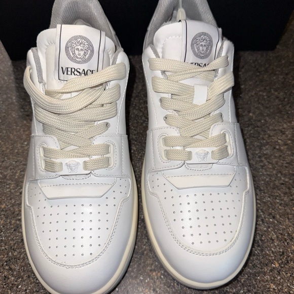 NIB Versace White Sneakers VITELLO+TESSUTO